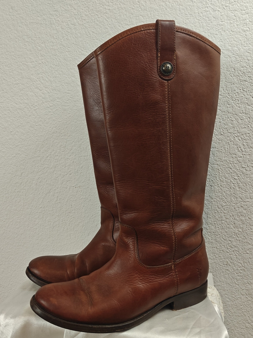 Frye Melissa Button Cognac Leather Riding Boots Tall Equestrian Boots Women’s 9B